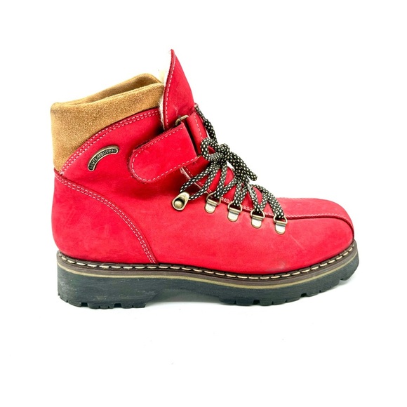 SAUTE MOUTON VINTAGE RED WINTER LEATHER BOOTS - HIKING BOOTS - MADE IN CANADA - Picture 3 of 15